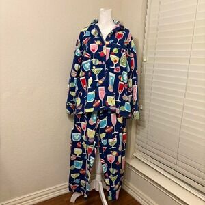 Alison Rhea size M 100% cotton blue christmas holiday cocktail pajama set